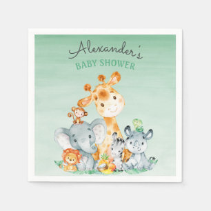 Watercolor-niedliche Safari-Dschungel-Baby-Dusche Serviette