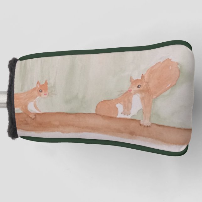 Watercolor Niedliche Waldeichhörnchen Golf Headcover (Vorderseite)