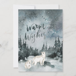 Watercolor Night Sky | Polar Bear Christmas Feiertagskarte