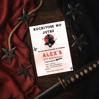 Watercolor Ninja Warrior Martial Arts Boy Birthday Einladung