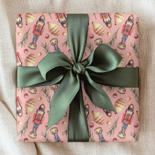 Watercolor Nussknacker Tannen Weihnachten Ferien Geschenkpapier