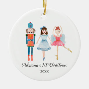 Watercolor Nutcracker Ballerina Keramik Ornament