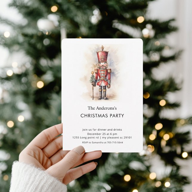 Watercolor Nutcracker Christmas Party  Einladung (Von Creator hochgeladen)