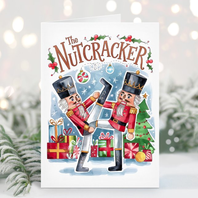 Watercolor Nutcracker Funny Christmas Card Feiertagskarte (Von Creator hochgeladen)