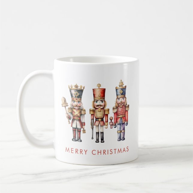 Watercolor Nutcracker Moderne Minimale Weihnachten Kaffeetasse (Links)