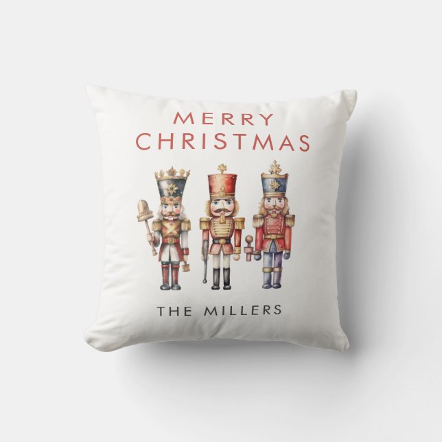 Watercolor Nutcracker Moderne Minimale Weihnachten Kissen (Vorderseite)