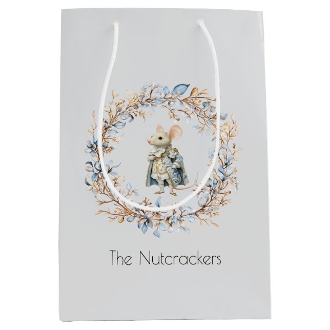 Watercolor Nutcracker Mouse King Christmas Mittlere Geschenktüte (Vorderseite)