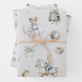 Watercolor Nutcracker Muster Weihnachten Geschenkpapier Set