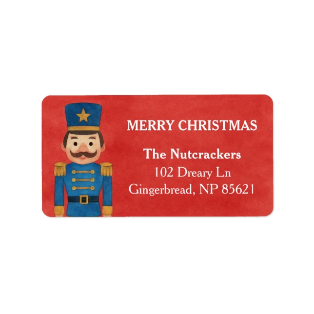 Watercolor Nutcracker Weihnachtsanschrift Adressaufkleber (Vorne)
