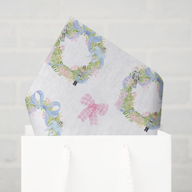 Watercolor Nutcracker Weihnachtskranz Seidenpapier (Geschenktüte)