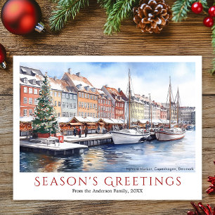 Watercolor Nyhavn Kopenhagen Dänemark Weihnachten