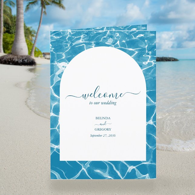 Watercolor Ocean Beach Hochzeitsorden Programm (Watercolor Ocean Beach Wedding Order of Service Program)