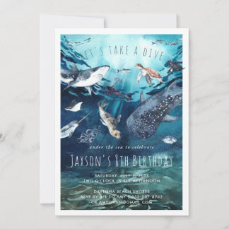 Watercolor Ocean | Birthday Party Invitation Einladung
