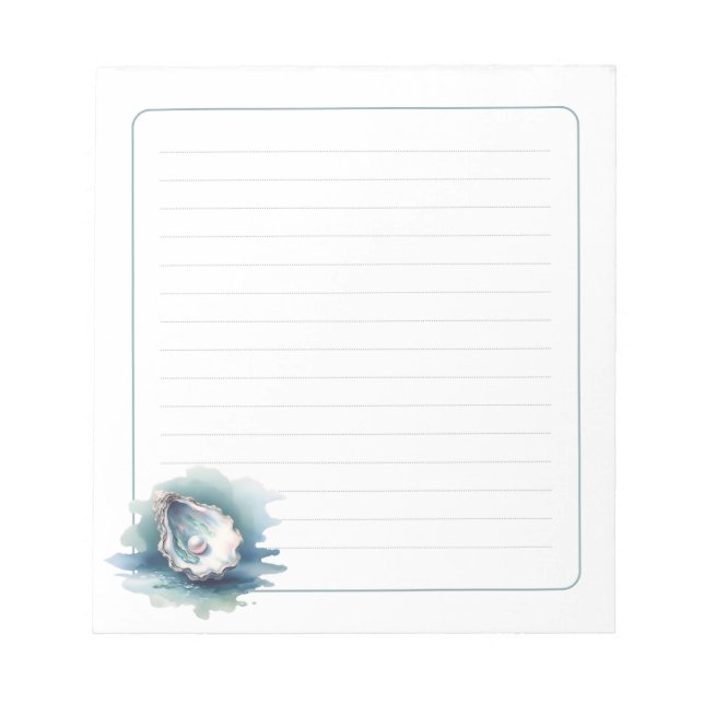 Watercolor Ocean Pearl Oyster Shell Lined Notepad Notizblock (Vorderseite)