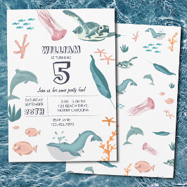Watercolor Ocean Sea Animations Geburtstagsparty Einladung