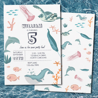 Watercolor Ocean Sea Animations Geburtstagsparty Einladung