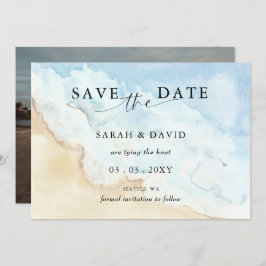 Watercolor Ocean Sea Summer Beach Photo  Save The Date