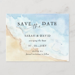 Watercolor Ocean Sea Summer Beach Save the Date Ankündigungspostkarte