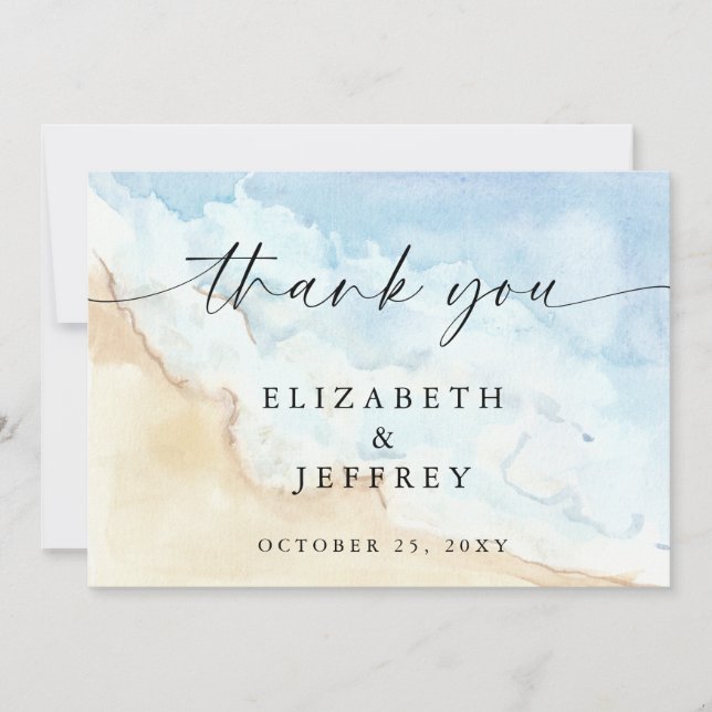 Watercolor Ocean Sea Summer Beach Thank You Card Dankeskarte (Vorderseite)