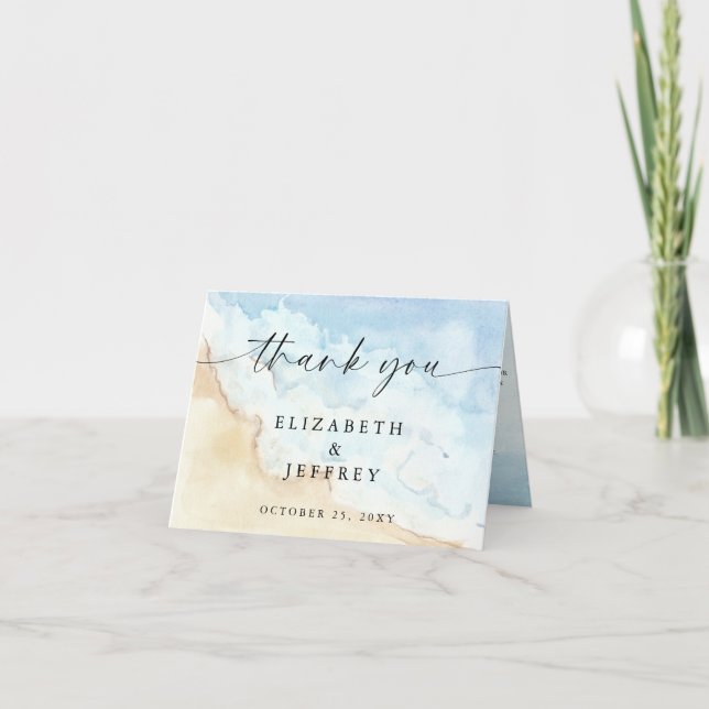 Watercolor Ocean Sea Summer Beach Thank You Card Einladung (Vorderseite)