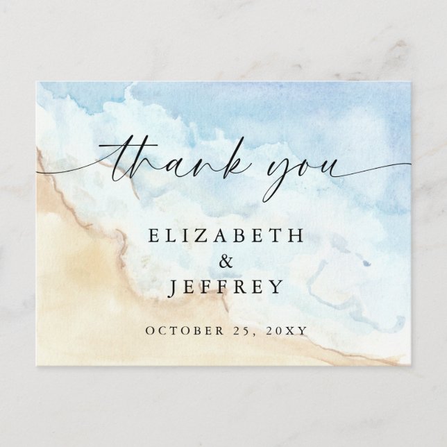 Watercolor Ocean Sea Summer Beach Thank You Card Einladungspostkarte (Vorderseite)