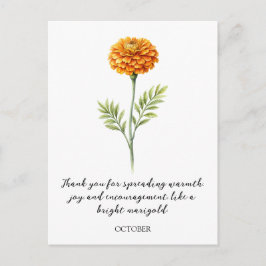 WATERCOLOR OCTOBER MARIGOLD BIRTH FLOWER POSTCARD POSTKARTE
