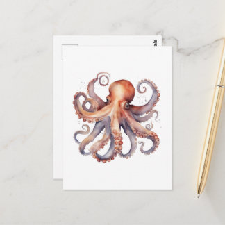 Watercolor Octopus Postkarte