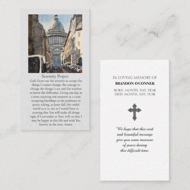 Watercolor of Paris  Blue Red Yellow Prayer Card Visitenkarte (Vorne/Hinten)