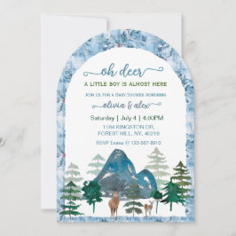 Watercolor oh deer baby boy shower invitations einladung