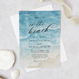 Watercolor On the Beach Elegant Script Wedding Einladung
