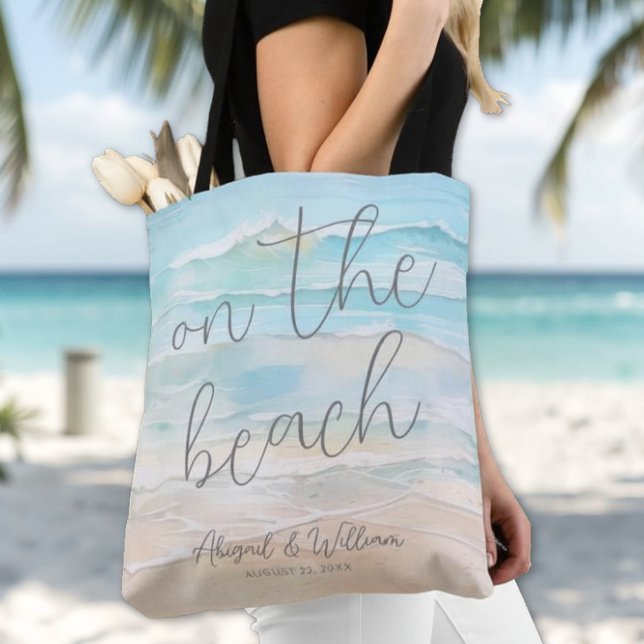 Watercolor On The Beach Wedding (Watercolor On The Beach Wedding Tote Bag )