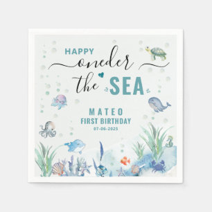 Watercolor One-der unter dem Meer 1. Geburtstag Serviette
