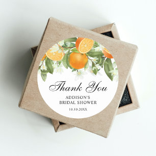 Watercolor Orange Blossom Brautparty Vielen Dank Runder Aufkleber
