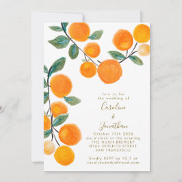 Watercolor Orange Citrus Fruit Script Wedding Inv Einladung