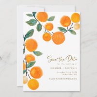 Watercolor Orange Citrus Fruit Script Wedding