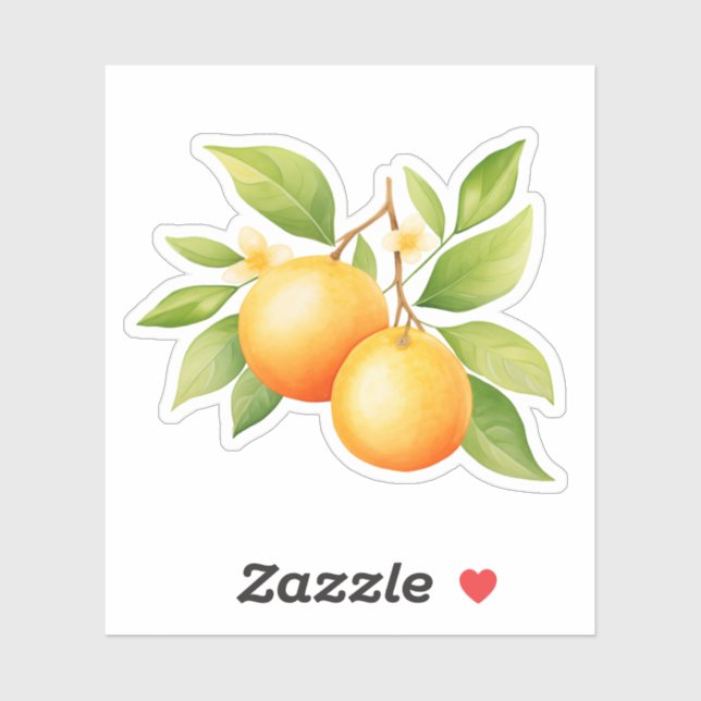 Watercolor Orange Flower Aufkleber (Blatt)