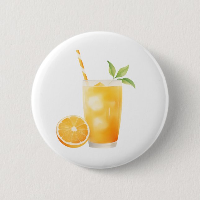 Watercolor Orange Juice Button (Vorderseite)