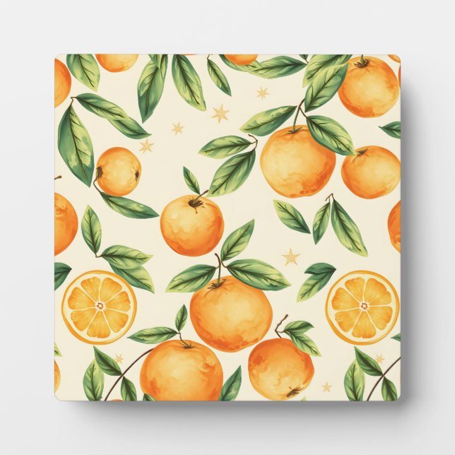 Watercolor Oranges Citrus Pattern Fotoplatte (Vorderseite)