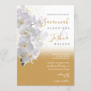Watercolor Orchid Wedding Einladung I Gold