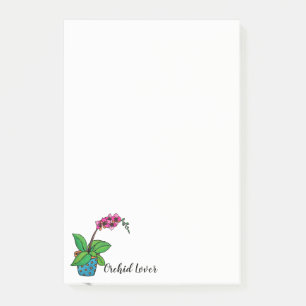 Watercolor-Orchideen-Pflanze im schönen Topf Post-it Klebezettel