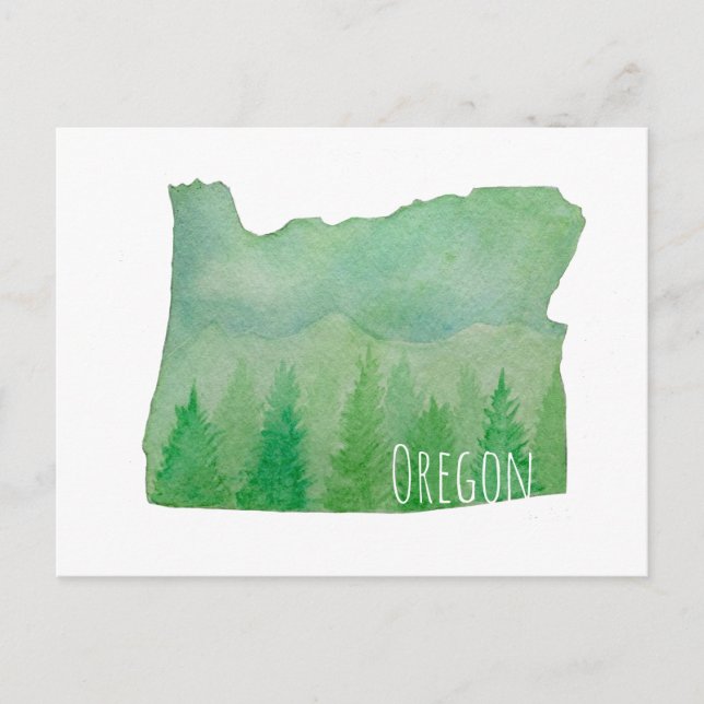 Watercolor-Oregon-Staat Postkarte (Vorderseite)