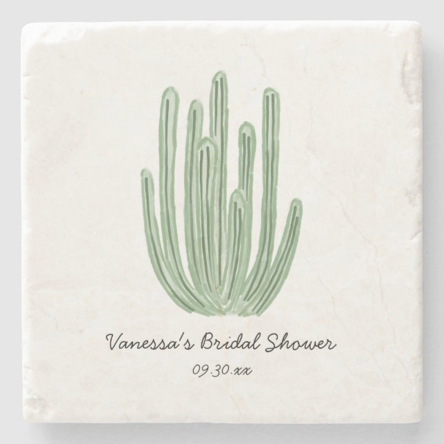 Watercolor Organ Pipe Cactus Bridal Shower Steinuntersetzer (Vorderseite)