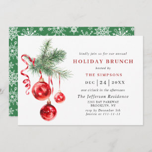 Watercolor Ornament CHRISTMAS HOLIDAY BRUNCH Einladung