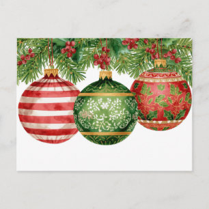 Watercolor-Ornamente Kiefernzweige Weihnachten