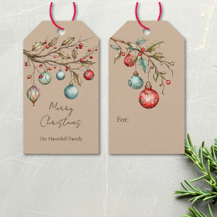 Watercolor Ornaments Weihnachten Geschenkanhänger
