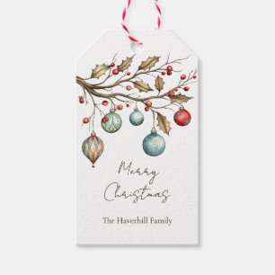 Watercolor Ornaments Weihnachten Geschenkanhänger