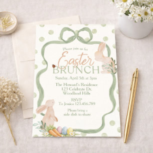 Watercolor-Oster-Brunch-Einladung Hase & Grün Einladung