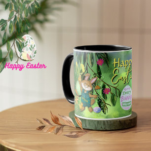 Watercolor Oster Bunny Chicken Custom Tasse