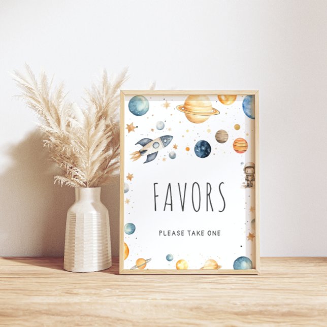 Watercolor Outer Space Favors Baby Shower Poster (Von Creator hochgeladen)