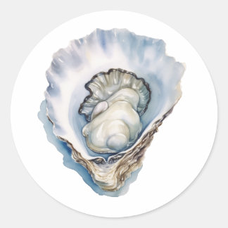 Watercolor Oyster Shell Runder Aufkleber